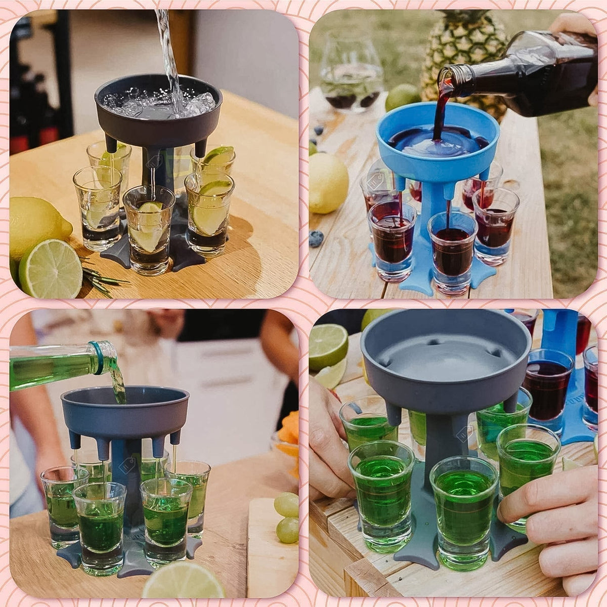 Top view of the 6-Port Drink Dispenser Stand with outlets