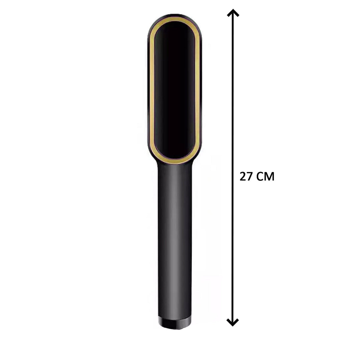Hair straightener displaying temperature control buttons and LED readout.
