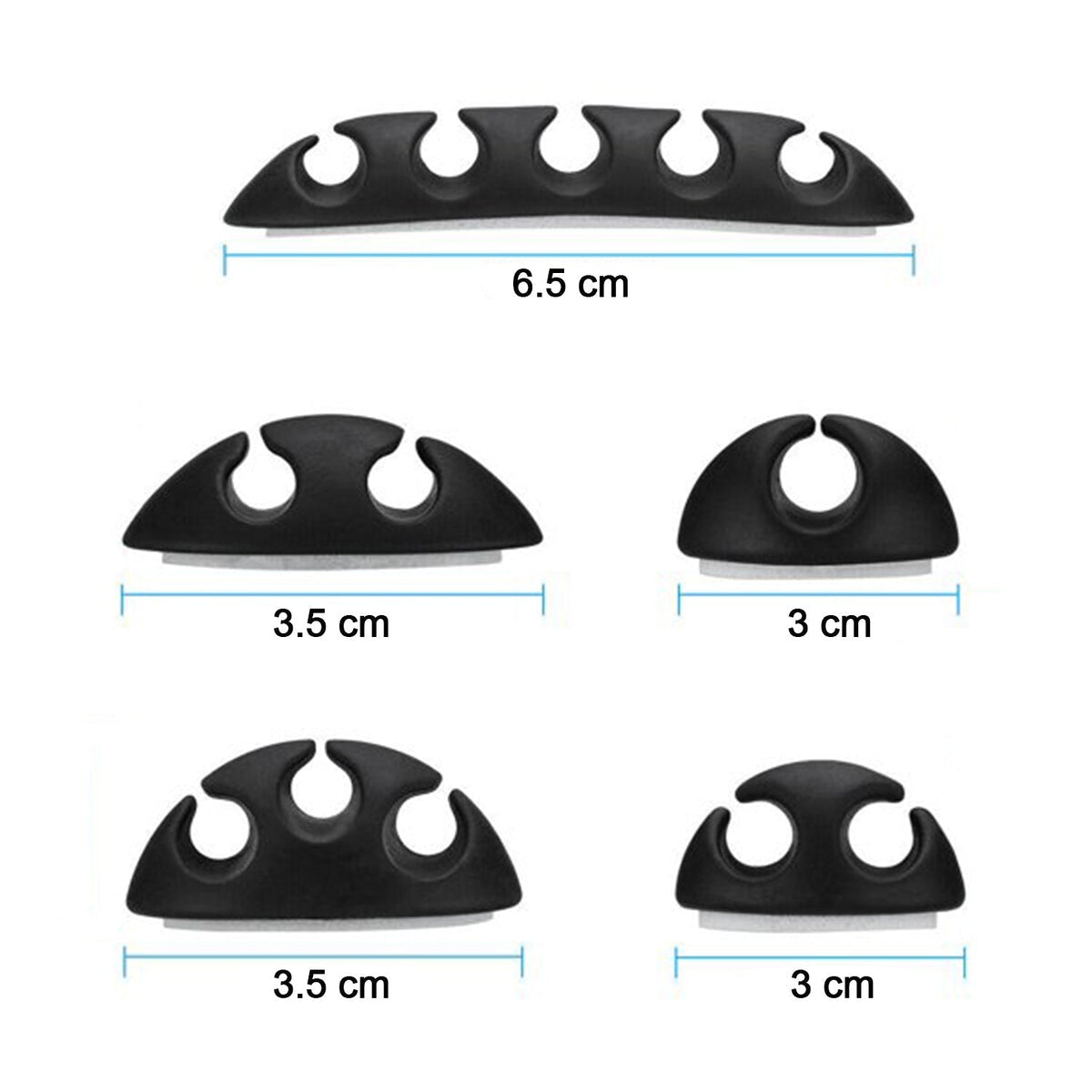 Detailed view of the 10-piece cable organiser clip set, providing solutions for tangled wires.