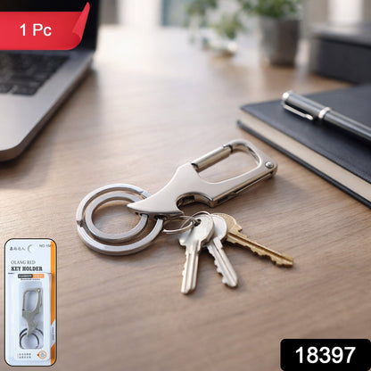 Metal key holder with dual rings and secure lock