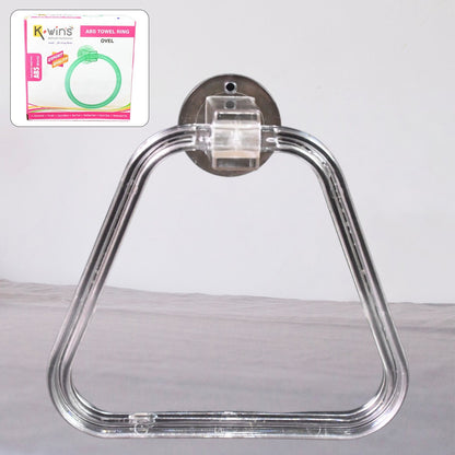Clear ABS square towel ring holder from BathNova, ready for wall mounting.