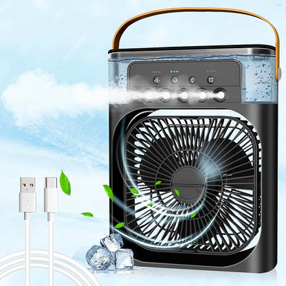 Portable Air Conditioner Fan showing front view on a modern desk.