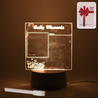 Acrylic decorative lamp featuring a heart shape, glowing softly in a bedroom setting.