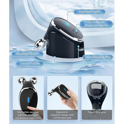 Side view of the Microcurrent Face Massager, highlighting its comfortable grip.