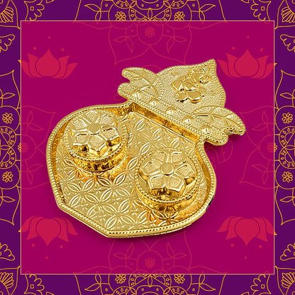 Stylish Raksha Bandhan Puja Thali featuring a traditional Kalash motif.