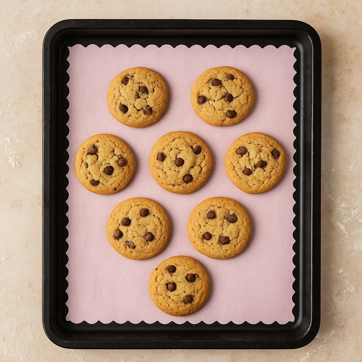 Multi-color baking paper sheets pack with decorative scalloped edges