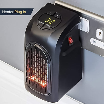 Digital LED display of the mini space heater showing adjustable temperature.
