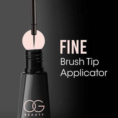 Liquid eyeliner applicator pen with precision brush tip for smooth lines