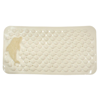Anti-slip bath mat positioned inside bathtub providing secure footing
