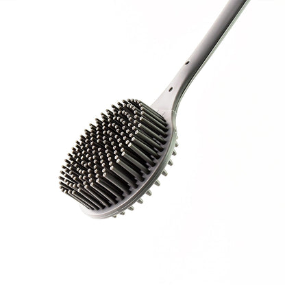 Deep clean silicone shower brush with quick dry hanging design