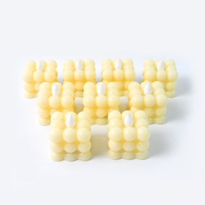 Battery-operated LED candle lights with bubble cube design
