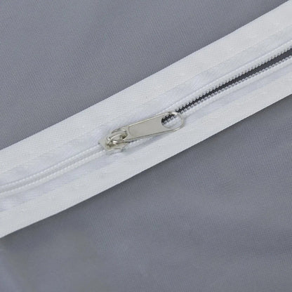 Closeup of durable full-length zipper on the breathable fabric suit cover.