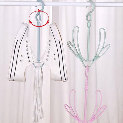 Organivo shoe drying hanger demonstrating its capacity for various shoe types.