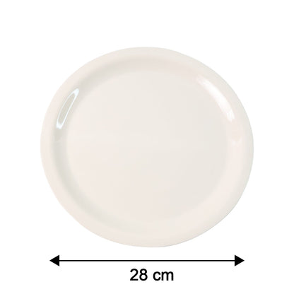 White 28cm dinner plate suitable for rice, curry, roti, and snacks