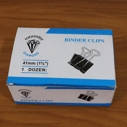 Black metal binder clips for file and register organization