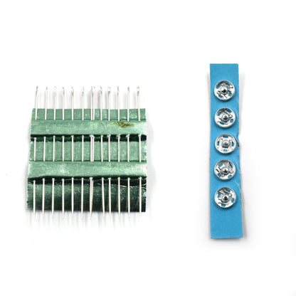 Handy 62-piece sewing kit with bobbins, scissors, and other fabric repair tools.