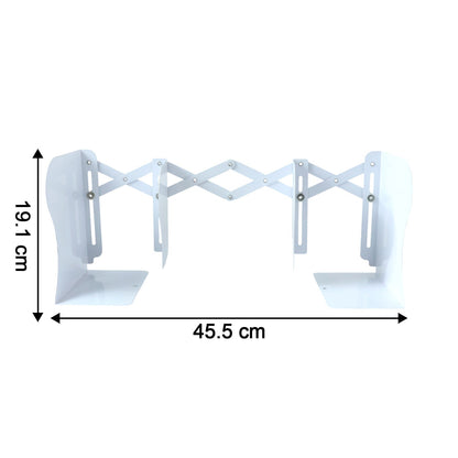 Iron desk book organizer with adjustable telescopic accordion feature