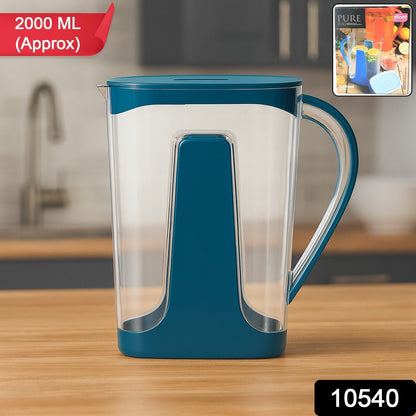 Supermom plastic water jug showing sturdy handle for easy pouring