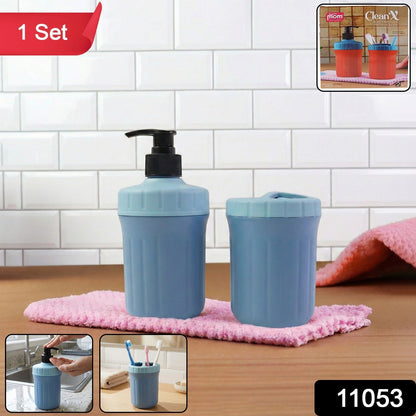 Soap dispenser with matching utility holder for brushes and scrubbers