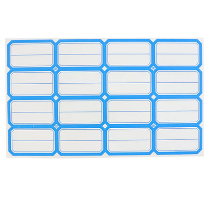 Sheet showcasing self-adhesive rectangular label stickers for jars