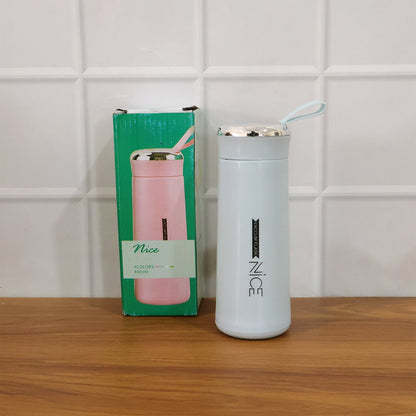 Eco-friendly glass water bottle with leak proof lid suited for travel