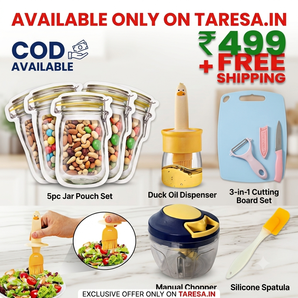 TARESA special offer - All-in-One Smart Kitchen Combo Set (5pc Jar Pouches, Duck Oil Dispenser, Chopper & More)