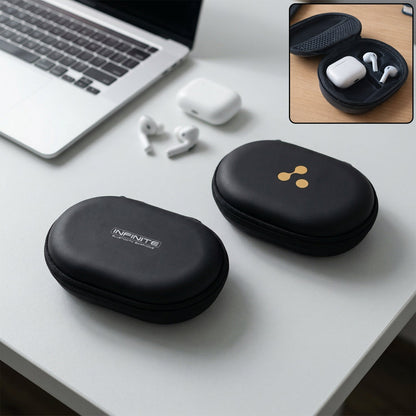 Durable hard shell wireless earbuds case in a stylish mixed design.