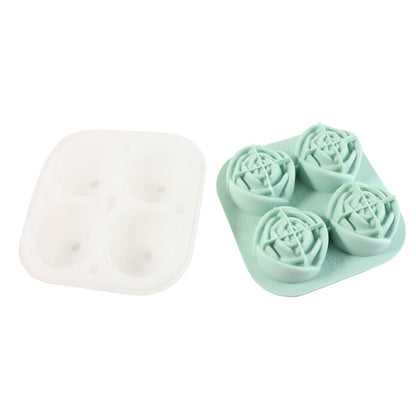 Rose shape ice cube tray filled with water and covered with lid