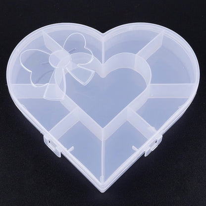 Back view of heart-shaped organizer box with bow designed lid and handle