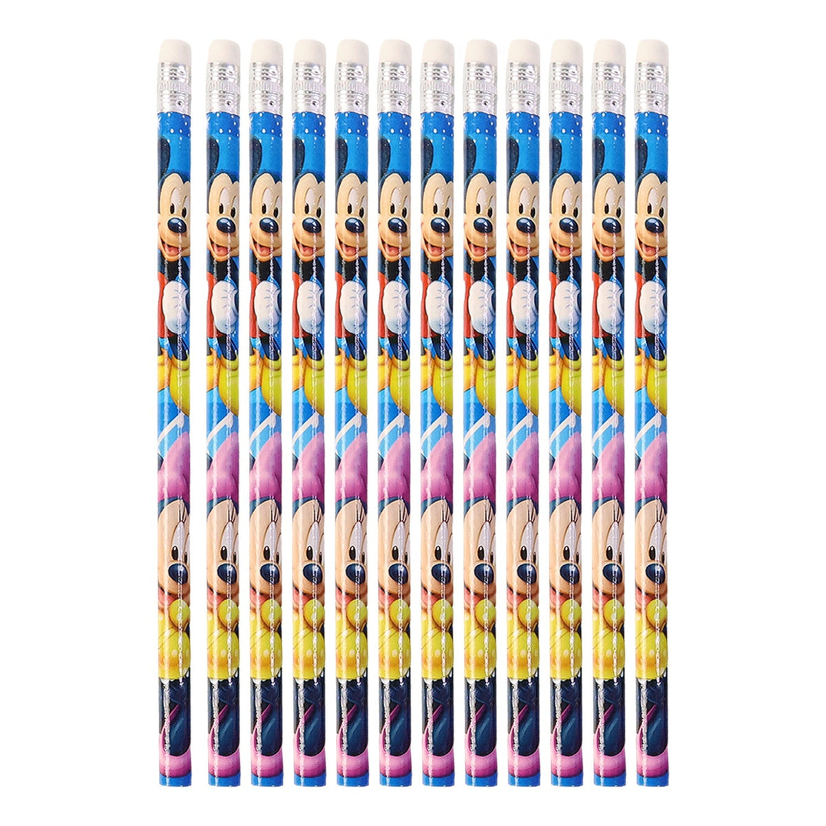 Durable wooden cartoon pencil with smooth graphite writing core and eraser tip