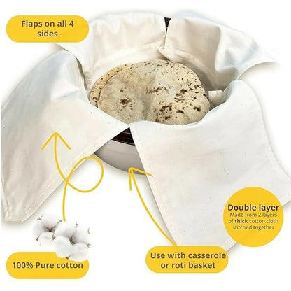 Folded cotton roti cloth covers for food wrapping