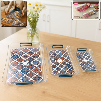 Supermom multipurpose serving tray set with nesting design and easy-grip handles