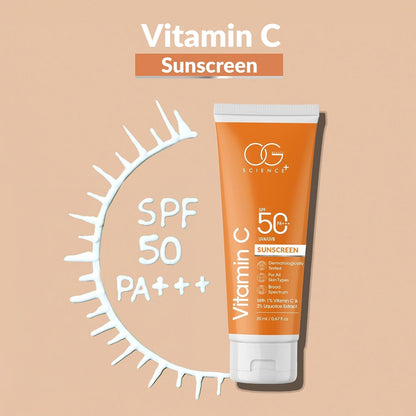 Compact Vitamin C Sunscreen SPF 50 tube for travel and daily care