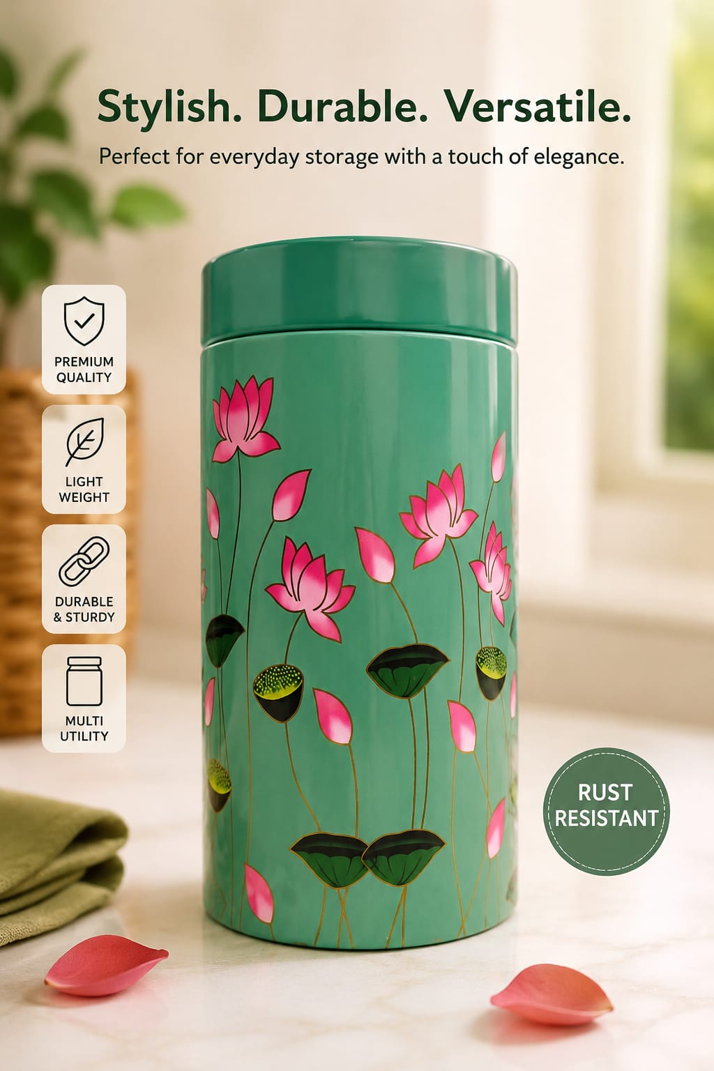printed designed tin containers ( 500 pc pack ) 6inch tin