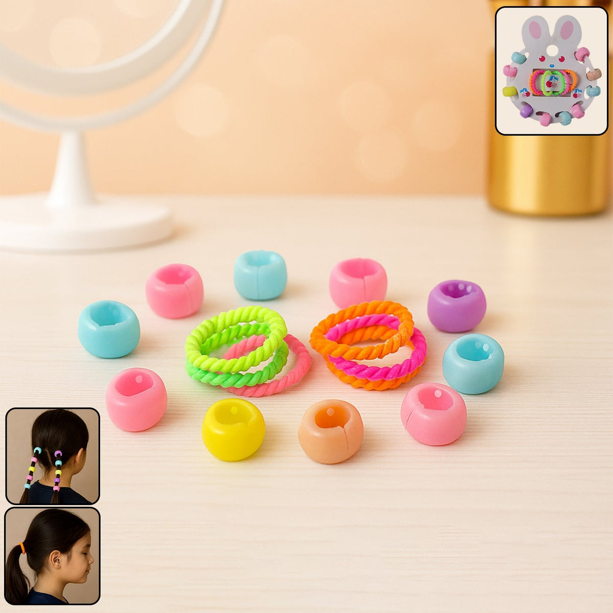 12-piece girls hair clip set with pastel hairbands and crown clips