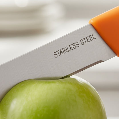 Ergonomic anti-slip handle on kitchen paring knife for comfortable grip