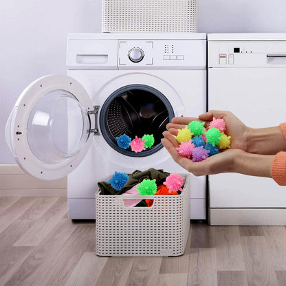 Colorful soft spiky balls used as washing machine accessories for better cleaning