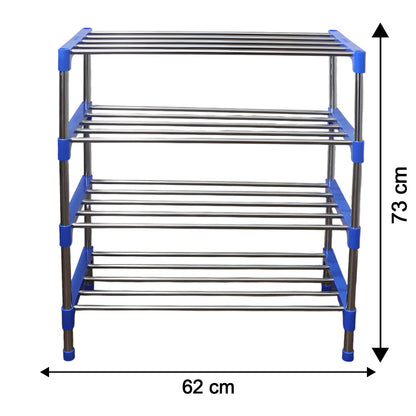 Size illustration of compact 4-layer shoe rack for space saving